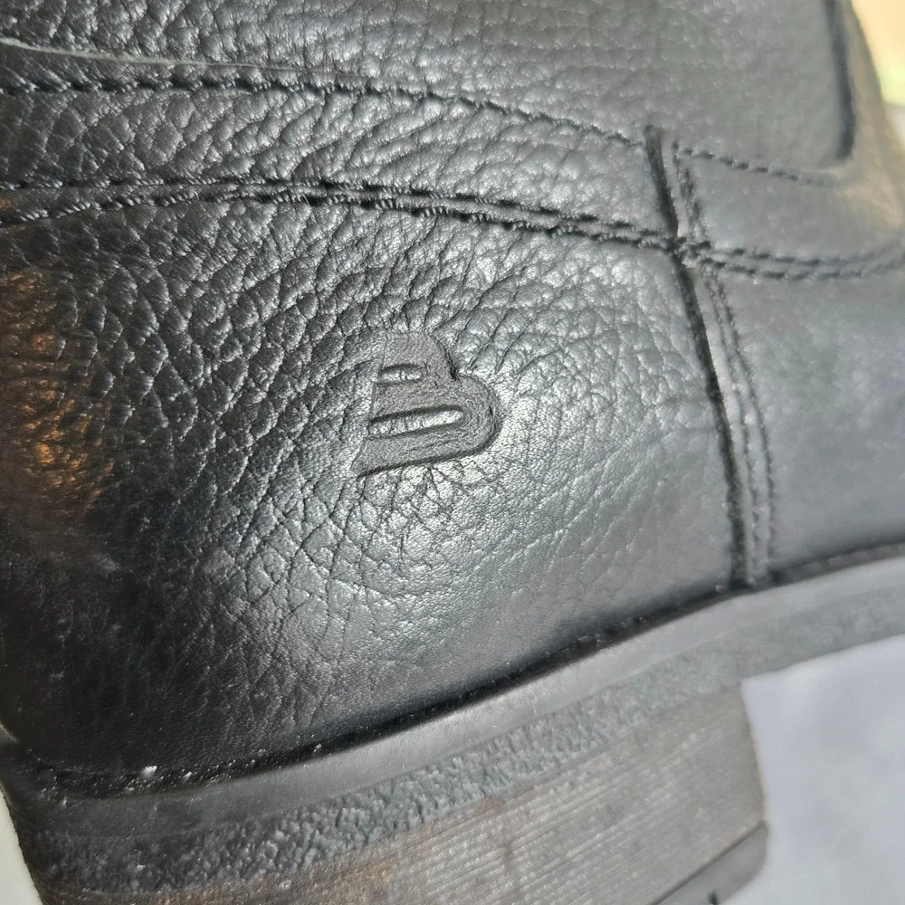 Bullboxer Molly Black Leather Ankle Boots Womens 9M Back‎ Zip Lug Sole Portugal